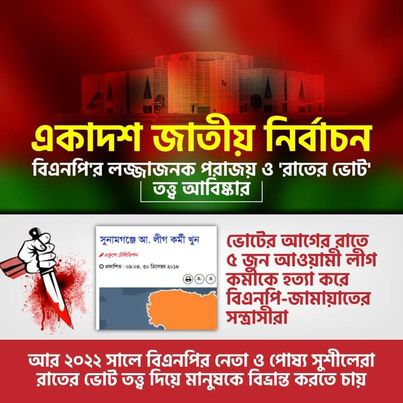 একাদশ জাতীয় নির্বাচন বিএনপি'র লজ্জাজনক পরাজয় ও 'রাতের ভোট' তত্ত্ব আবিষ্কার