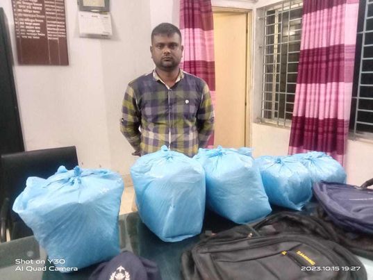 নেত্রকোণার বারহাট্টায় ১৭ কেজি গাঁজাসহ ১ জন মাদক ব্যবসায়ী আটক 