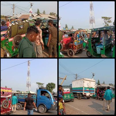 হরতালে নাসিরনগর জমজমাট গাড়ি চলাচল। 