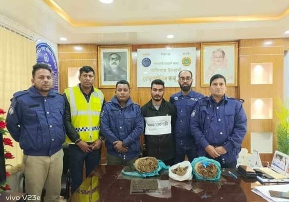 বোরহানউদ্দিনে পুলিশের অভিযানে ২ কেজি গাঁজাসহ যুবক আটক
