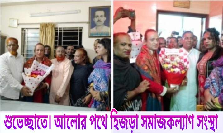 জেলা মোটর যান কর্মচারী ইউনিয়নের সভাপতি ও সেক্রেটারিকে ফুলের  শুভেচ্ছা দিলেন সালমা শেখ। 
