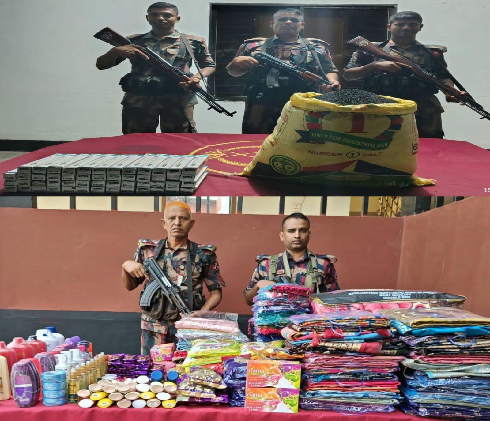 যশোর সীমান্তে বিজিবির অভিযান, প্রায় ৮ লাখ টাকার ভারতীয় পণ্য আটক